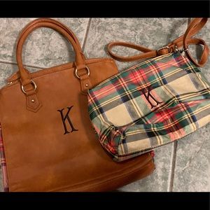 Tan Purse and Plaid Purse